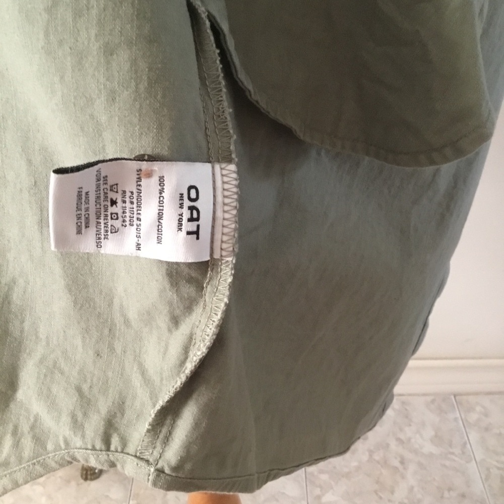 HP-OAT NEW YORK OVERSIZED MEDIUM OLIVE SLEEVE SHIRT DRESS/ SIZE M/ NEW CONDITION - Picture 9 of 10